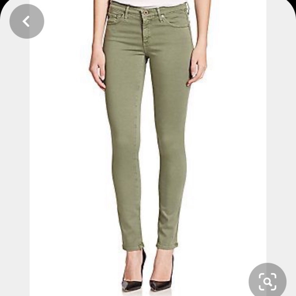 AG Army Green Skinny Jeans Size 28